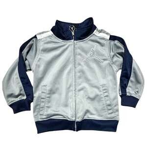 Jordan Baby Boy 18M Grey and Navy Blue Jumpman Tricot Track Jacket
